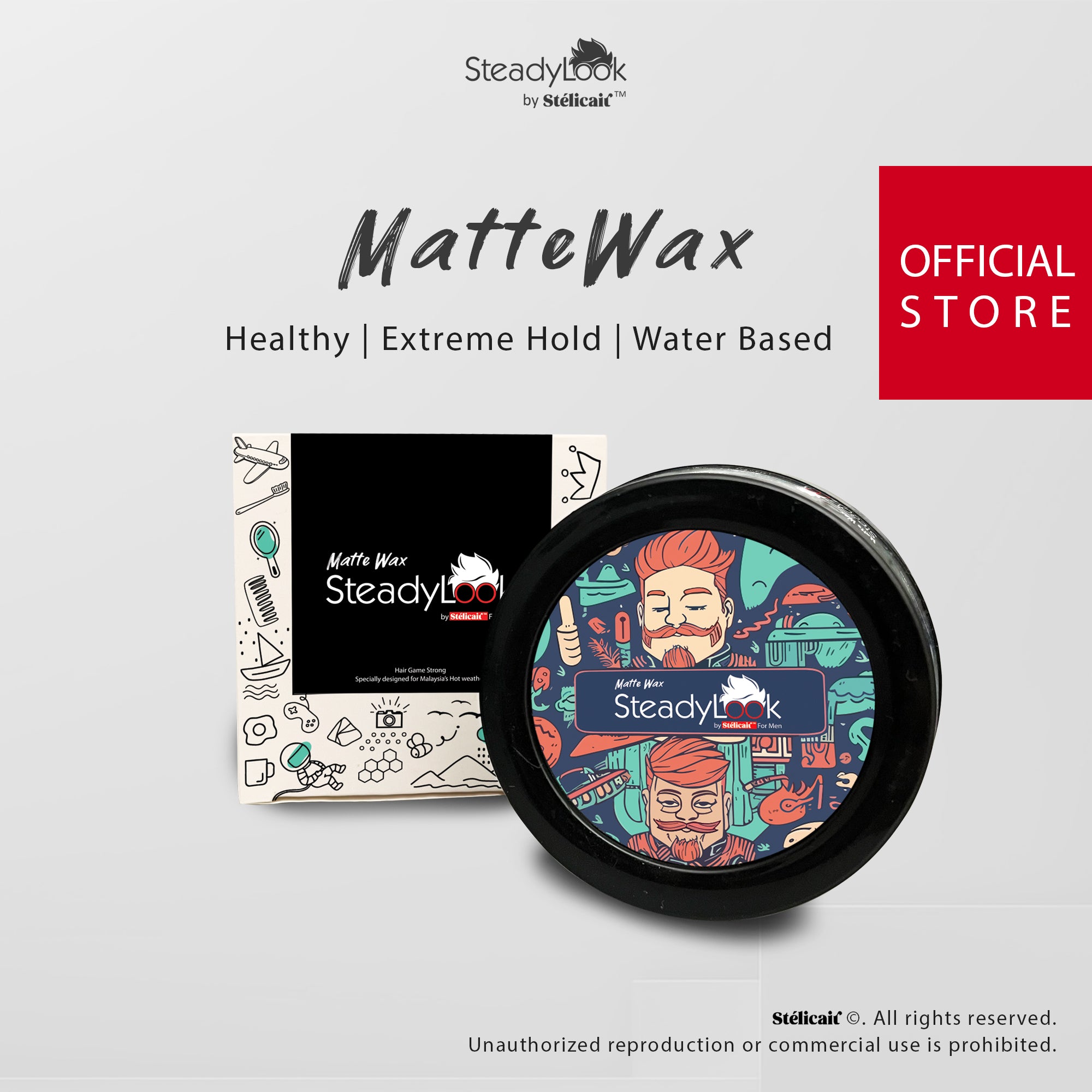 【SteadyLook by Stélicair】The Steady Look Matte Wax Hair Styling Clay | 80g | Water based