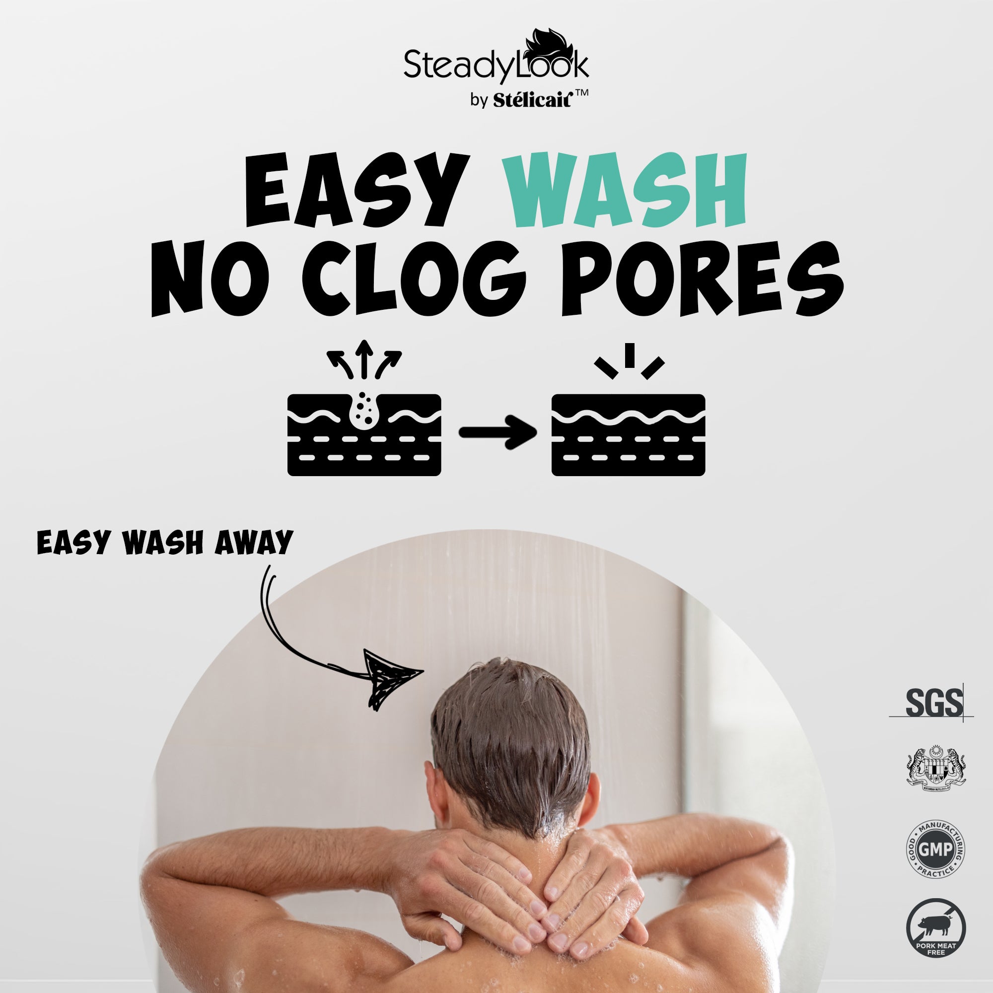 【SteadyLook by Stélicair】The Steady Look Matte Wax Hair Styling Clay | 80g | Water based